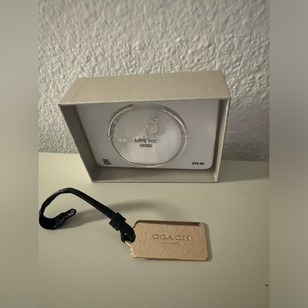 NWT silver plated bracelet w/attached charm, coach charm, & leather purse charm - Picture 16 of 16